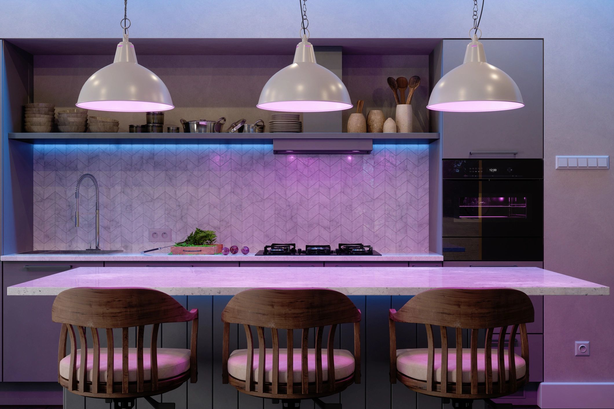 Sophisticated dining space with smart lighting